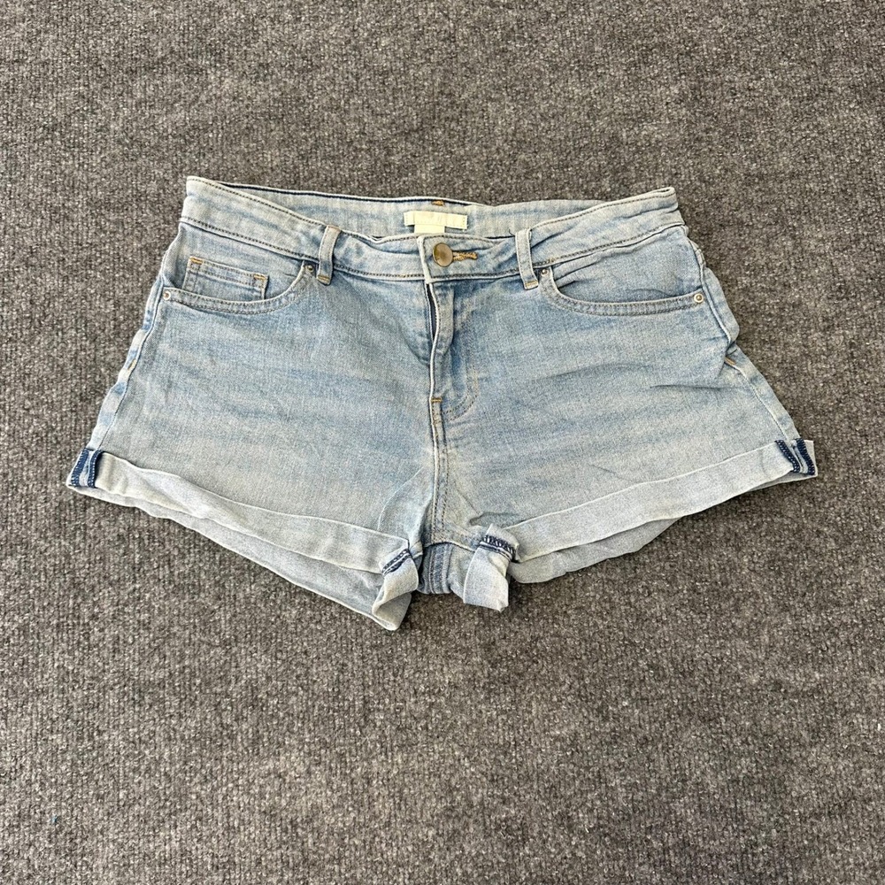 H&M Denim Shorts Womens Size 6 Light Wash Blue Rolled Cuff Casual Summer Jean